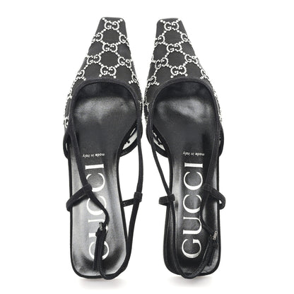 Gucci Tela Retino Kid Scamosciato Crystal GG Monogram Square Demi Ballet Flats 40 Black 2 of 8