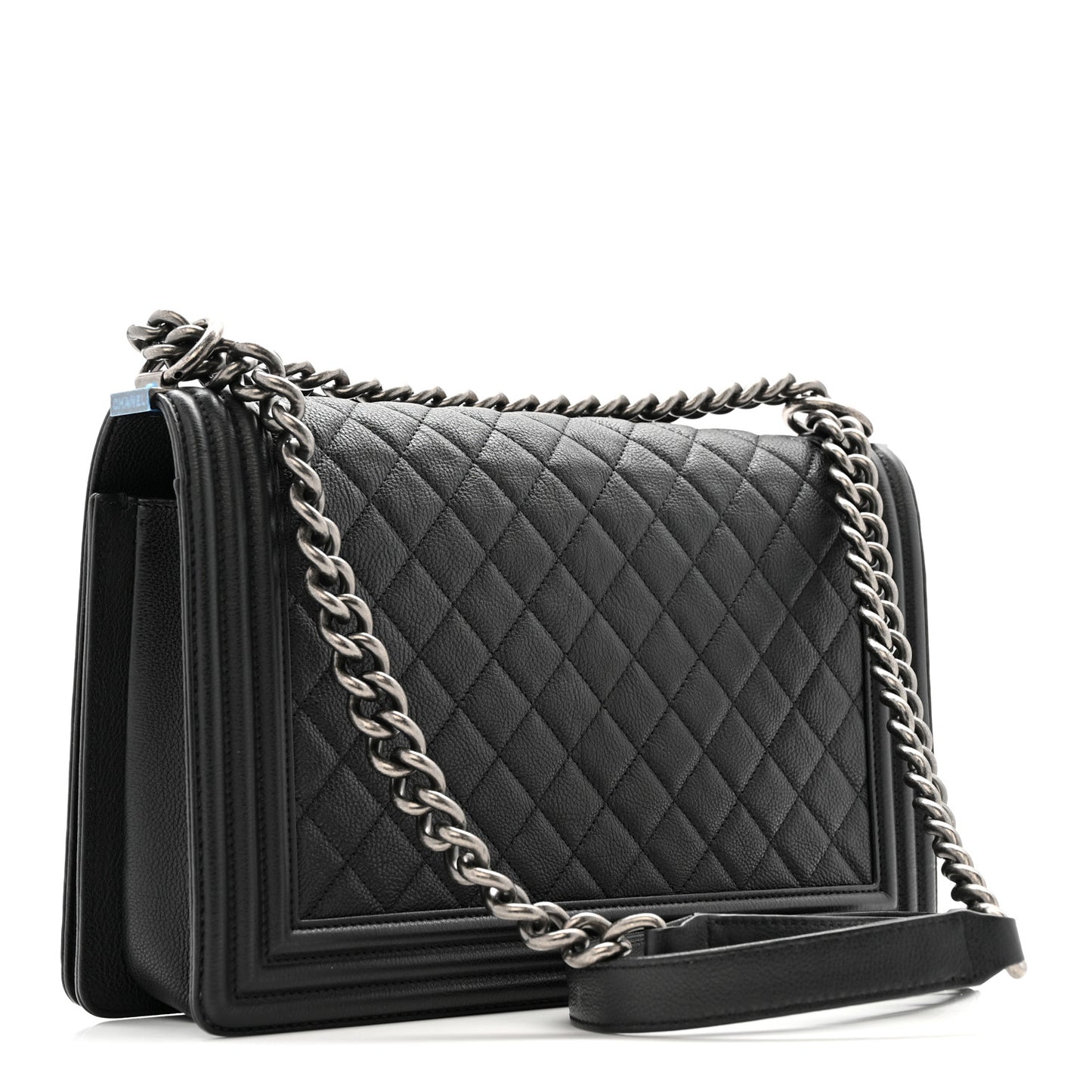 Grained Calfskin Quilted New Medium Boy Flap Black