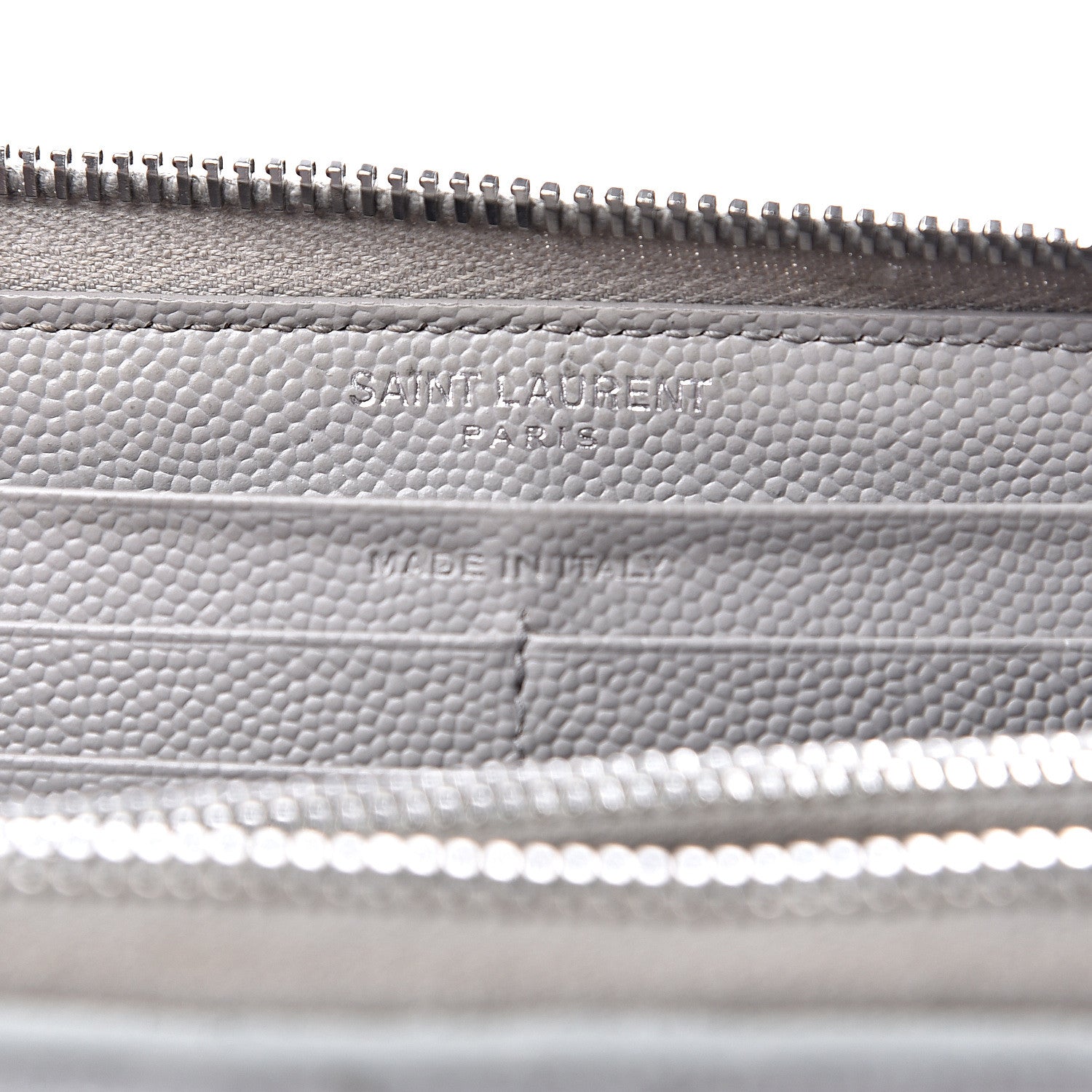 Saint Laurent Grain De Poudre Matelasse Chevron Monogram Zip Around Wallet Granite 5 of 15