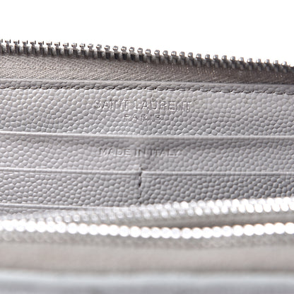 Saint Laurent Grain De Poudre Matelasse Chevron Monogram Zip Around Wallet Granite 5 of 15