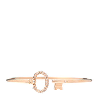 Tiffany 18K Rose Gold Diamond Keys Wire Bracelet 1 of 5