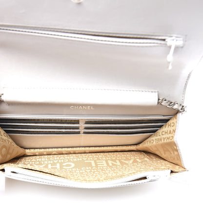 Chanel Patent Camellia Print Wallet On Chain WOC Gris Clair 4 of 11