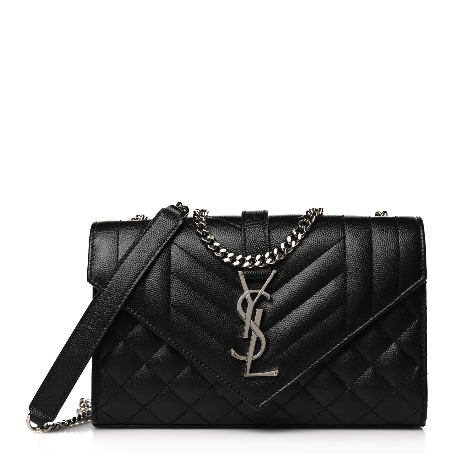 Grain De Poudre Textured Mixed Matelasse Triquilt Small Monogram Satchel Black