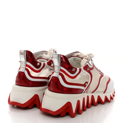 Christian Louboutin Transparent Mesh Patent Calfskin Sharkina Sneakers 37 White 4 of 7