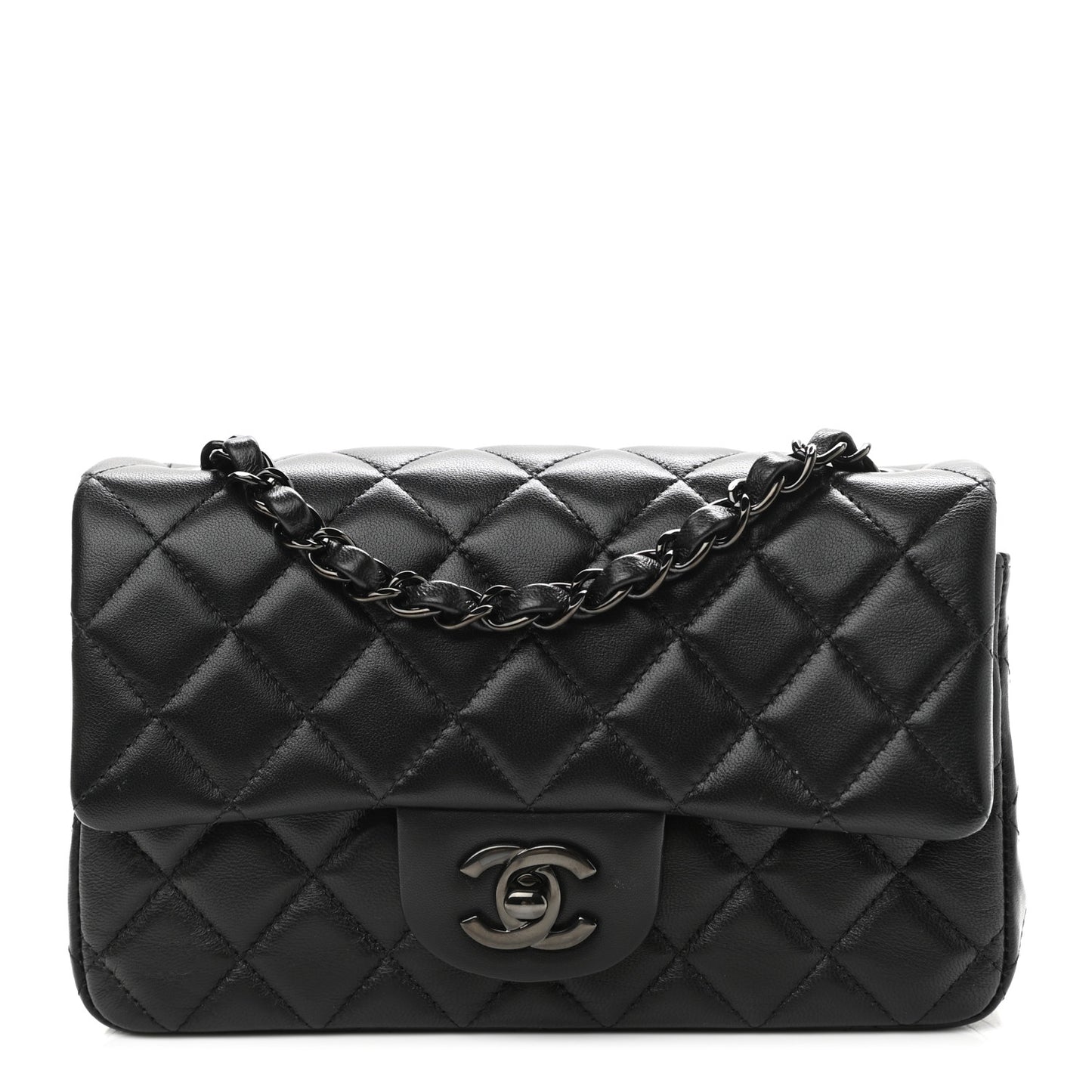 Lambskin Quilted Mini Rectangular Flap So Black