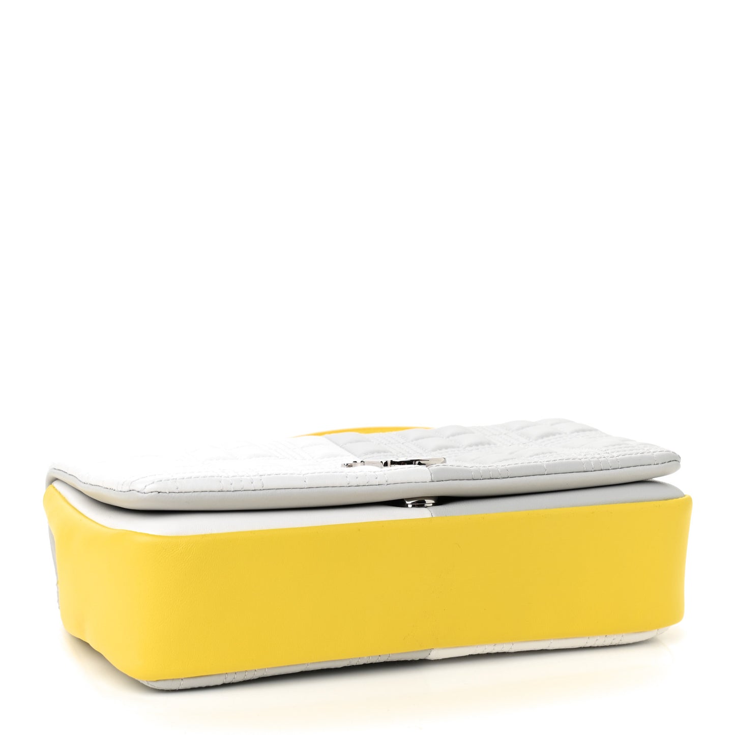 Lambskin Quilted Small Lola Bag White Grey Yellow