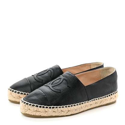 Chanel Lambskin CC Espadrilles 37 Black 3 of 11