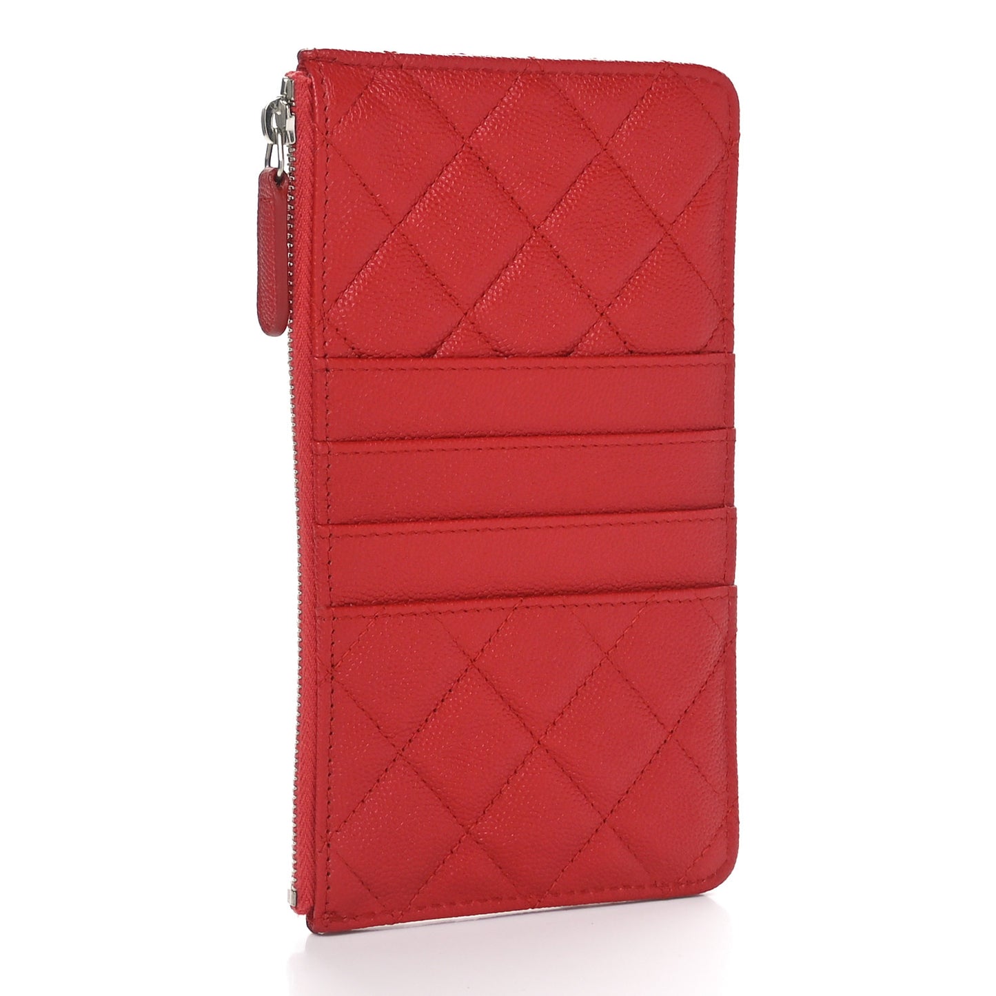 Caviar Quilted Classic Flat Wallet Pouch Red