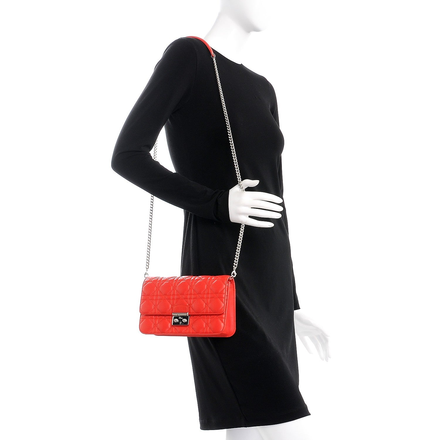 Christian Dior Lambskin Cannage Miss Dior Promenade Pouch Vermillion 2 of 10