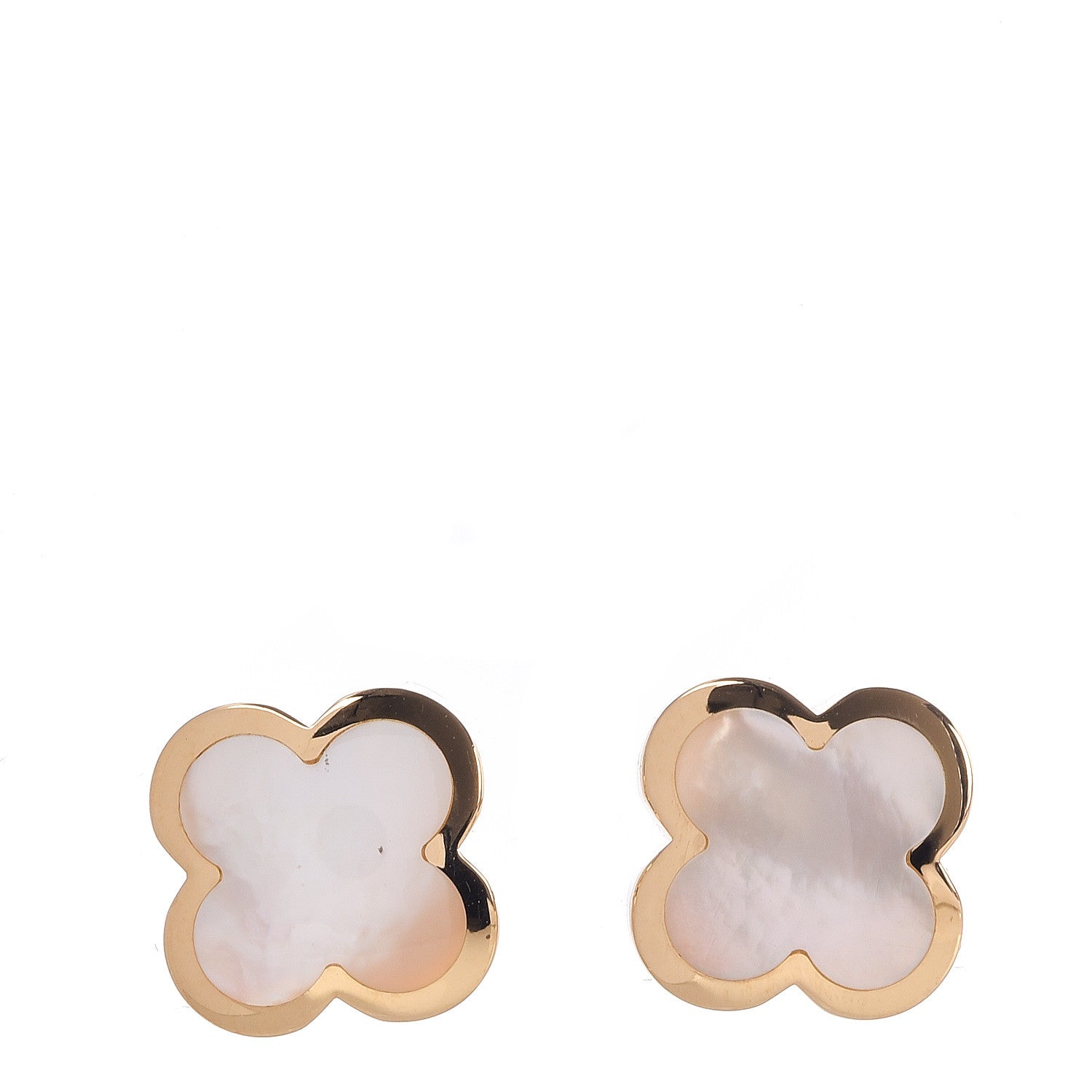 Van Cleef & Arpels 18K Yellow Gold Mother of Pearl Pure Alhambra Earrings 1 of 6