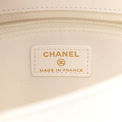Chanel Lambskin Chevron Stitched Flap White Black 6 of 10