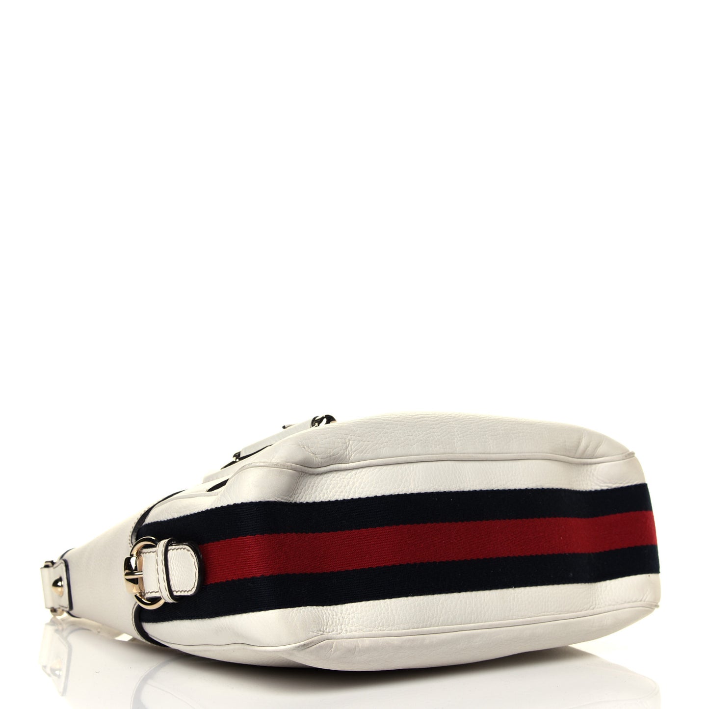 Calfskin Horsebit Web Hobo White