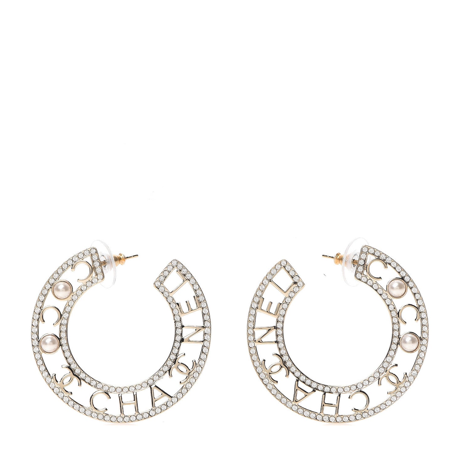 Crystal Pearl Bow-tiful CC Hoop Earrings Gold