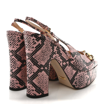 Gucci Calfskin Python Print Horsebit Platform 35/120mm Slingback Pumps 40 Wild Rose 5 of 9