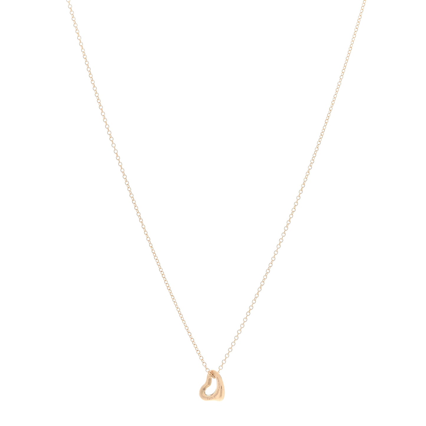 18K Rose Gold 7mm Elsa Peretti Open Heart Pendant Necklace
