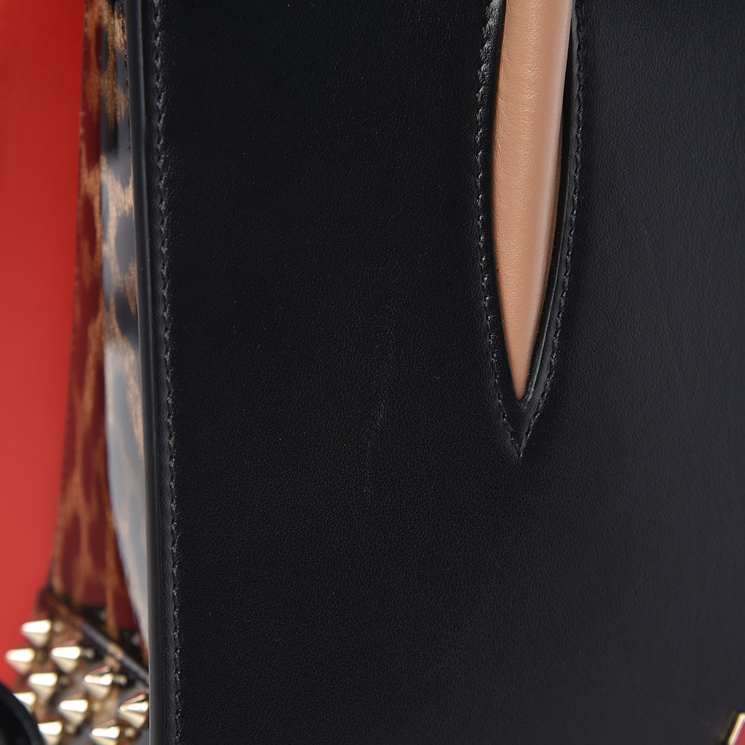 Christian Louboutin Calfskin Patent Leopard Studded Small Paloma Black 7 of 13