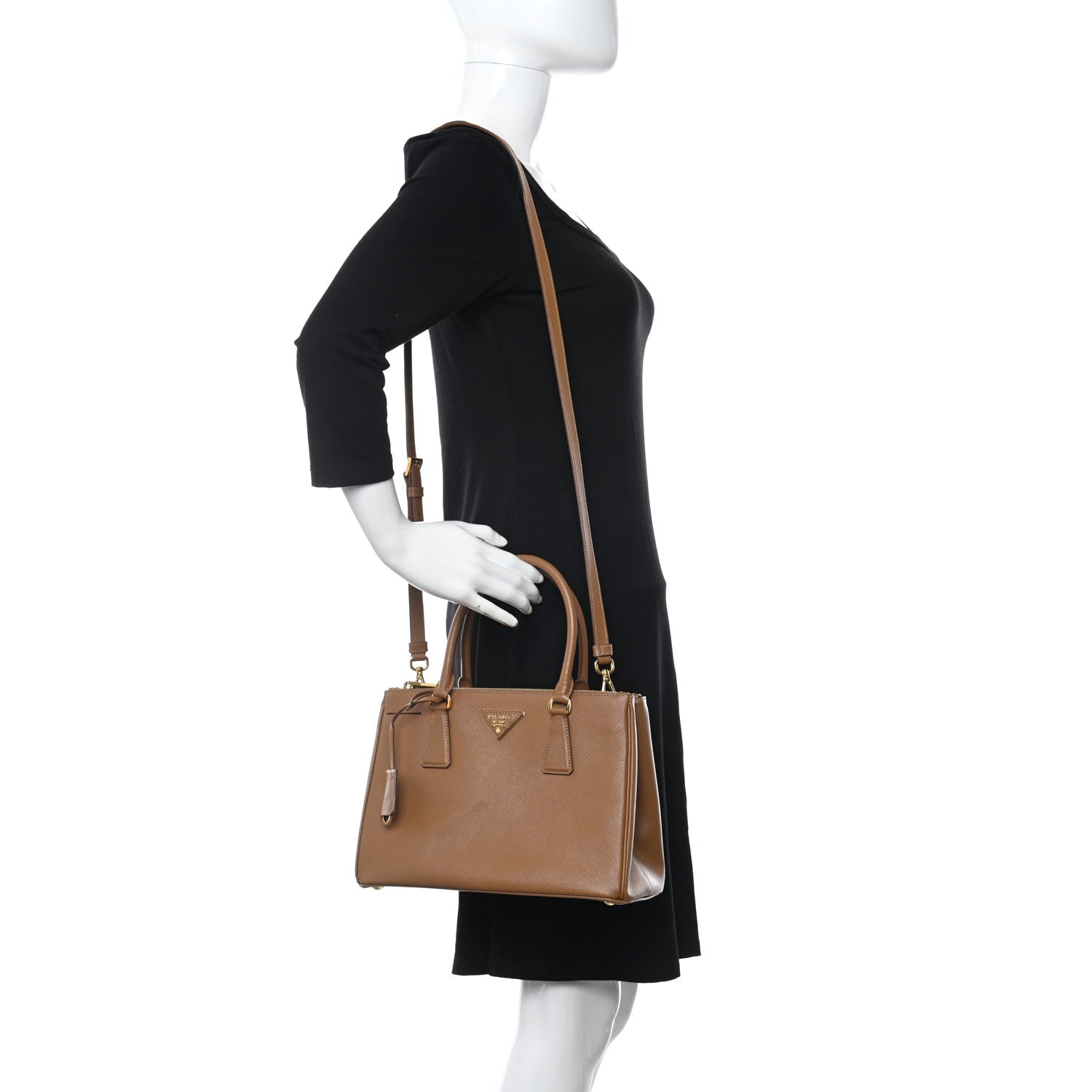 Prada Saffiano Small Galleria Double Zip Tote Caramel 2 of 10