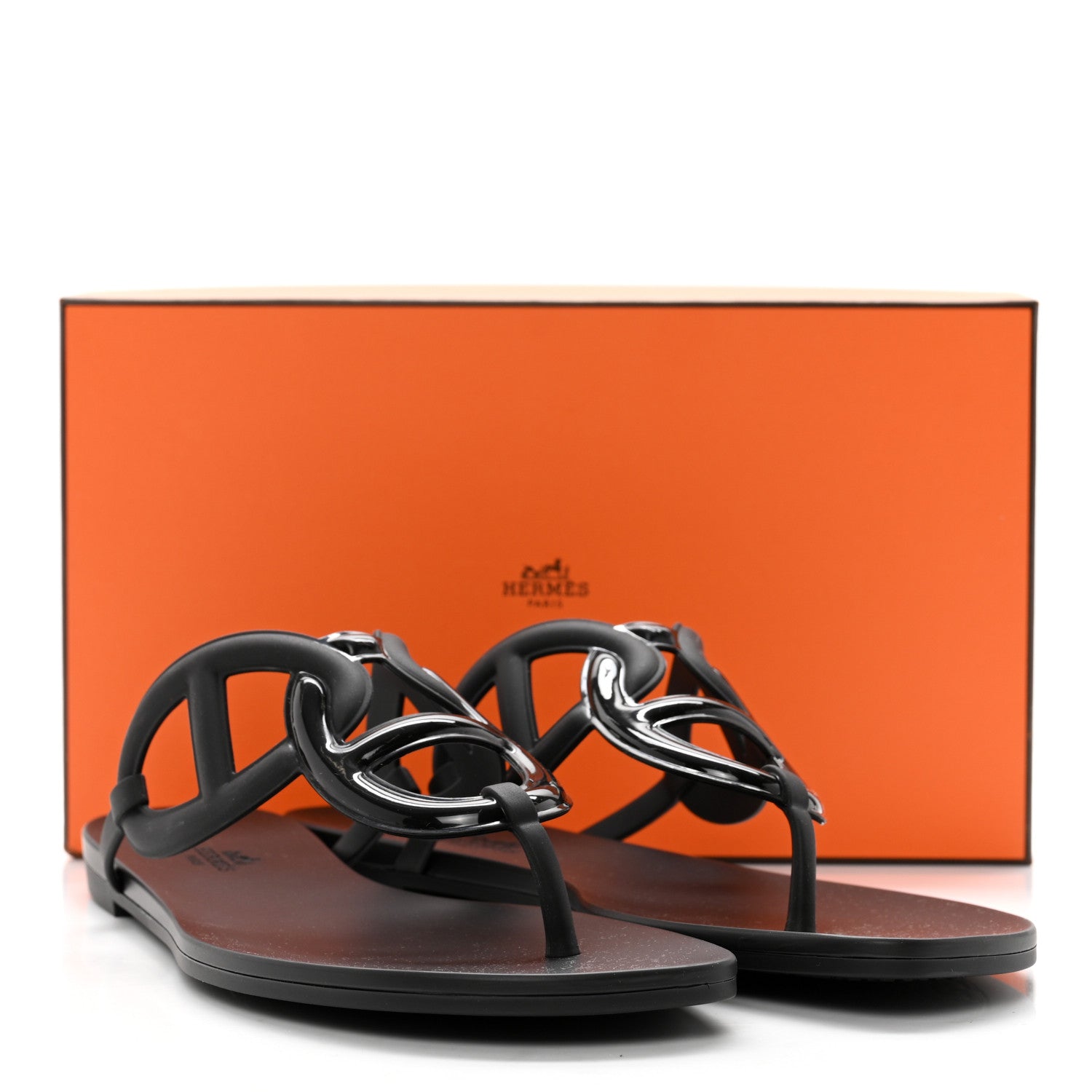 Hermes Rubber Womens Egerie Sandals 41 Black 9 of 9