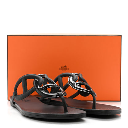 Hermes Rubber Womens Egerie Sandals 41 Black 9 of 9