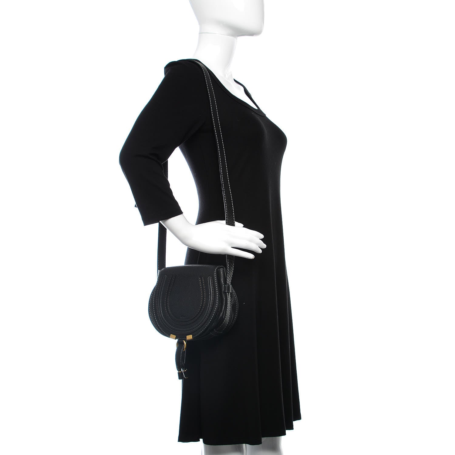 Chloe Calfskin Mini Marcie Round Crossbody Bag Black 2 of 6