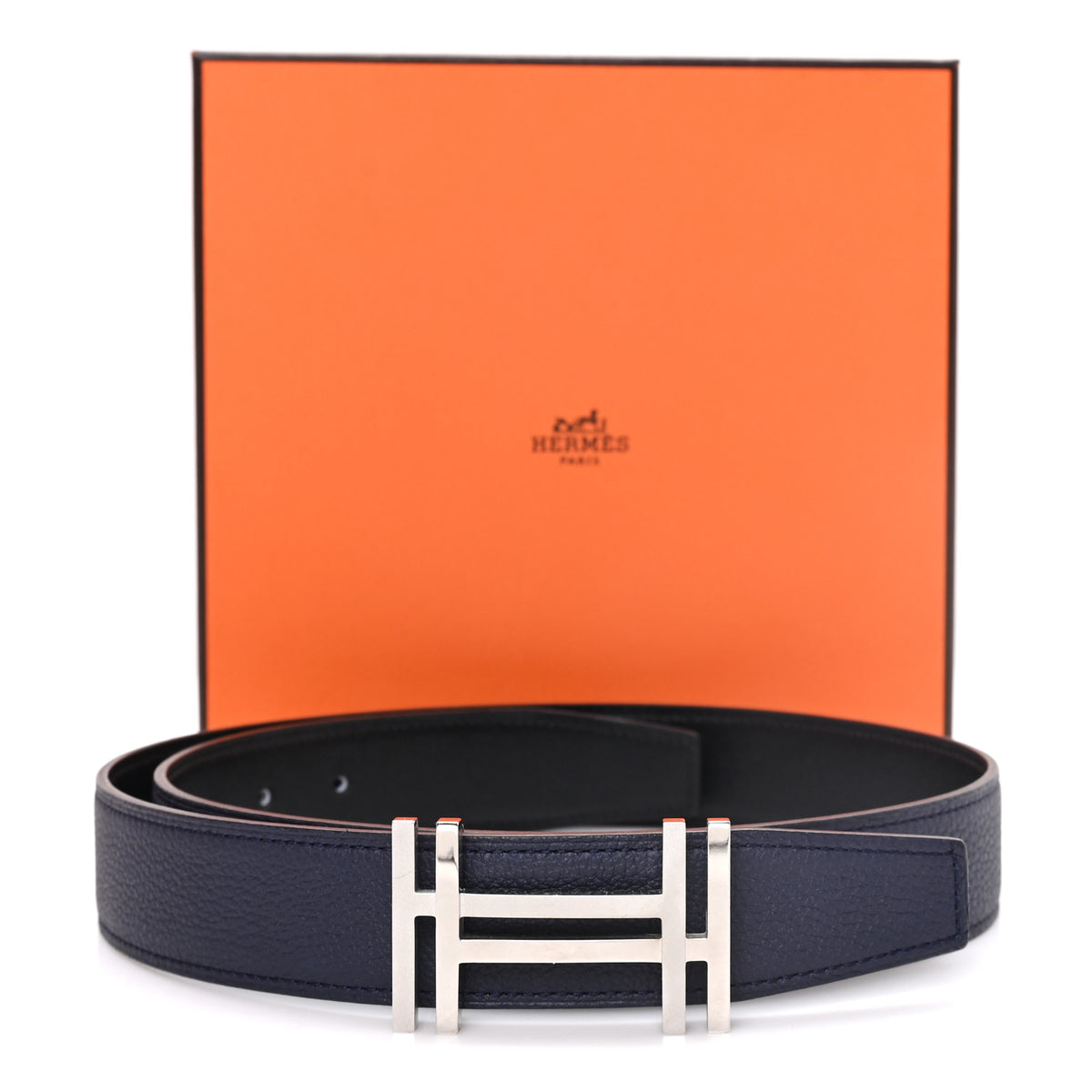 Box Togo 32mm Au Carre H Belt 80 32 Black Bleu Nuit