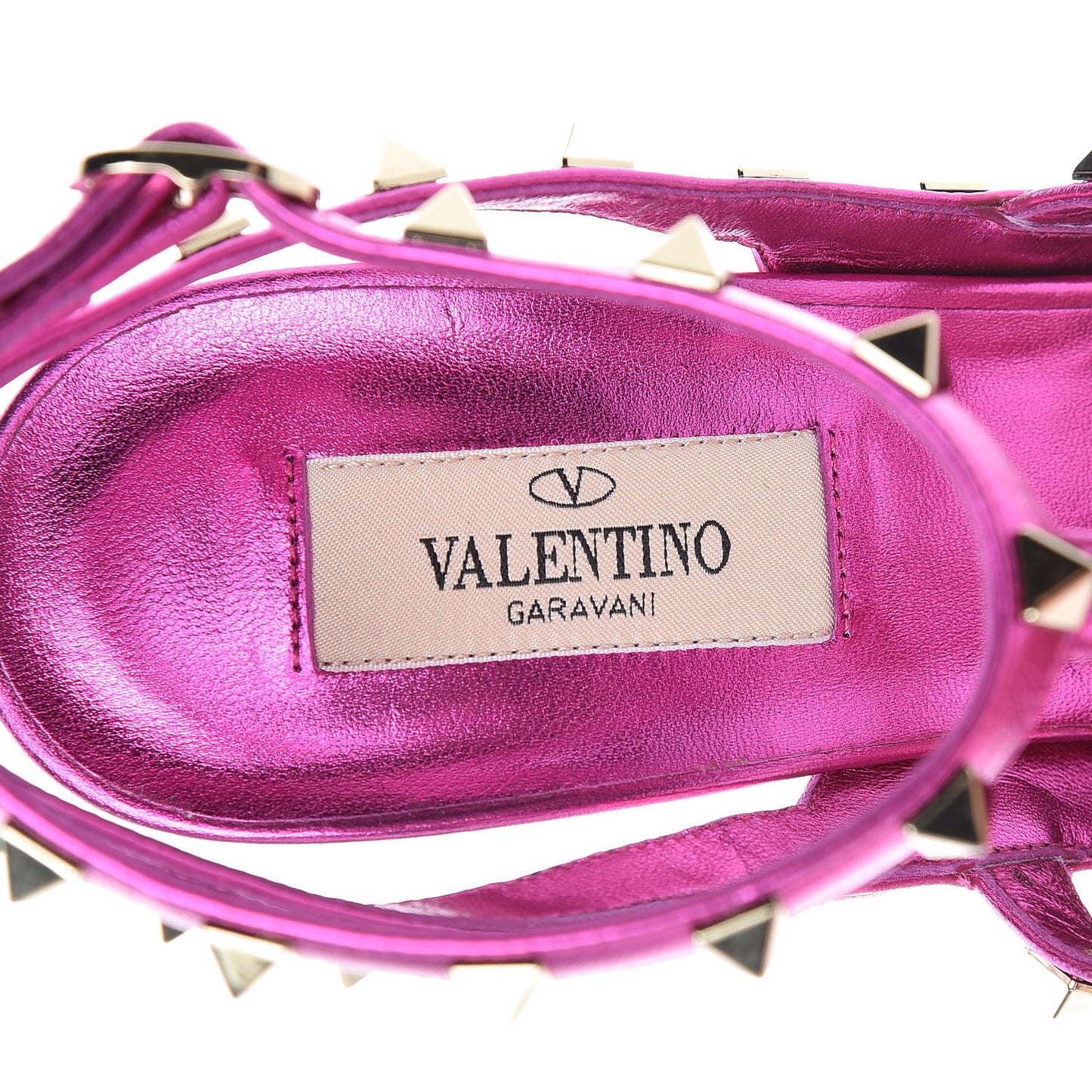 Metallic Nappa Sequin Liquid Metal Rockstud Ankle Strap Pumps 40 Pink Orchid
