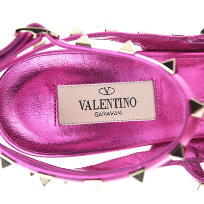 Valentino Garavani Metallic Nappa Sequin Liquid Metal Rockstud Ankle Strap Pumps 40 Pink Orchid 6 of 10