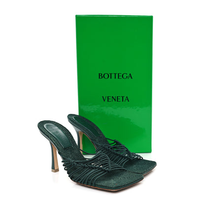 Bottega Veneta Raffia Elasticized Stretch Mule Sandals 37.5 Emerald Green 9 of 10