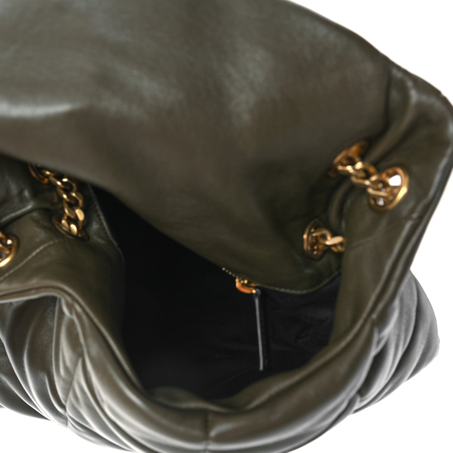 Saint Laurent Lambskin Quilted Medium Loulou Puffer Monogram Chain Satchel Seaweed 5 of 8