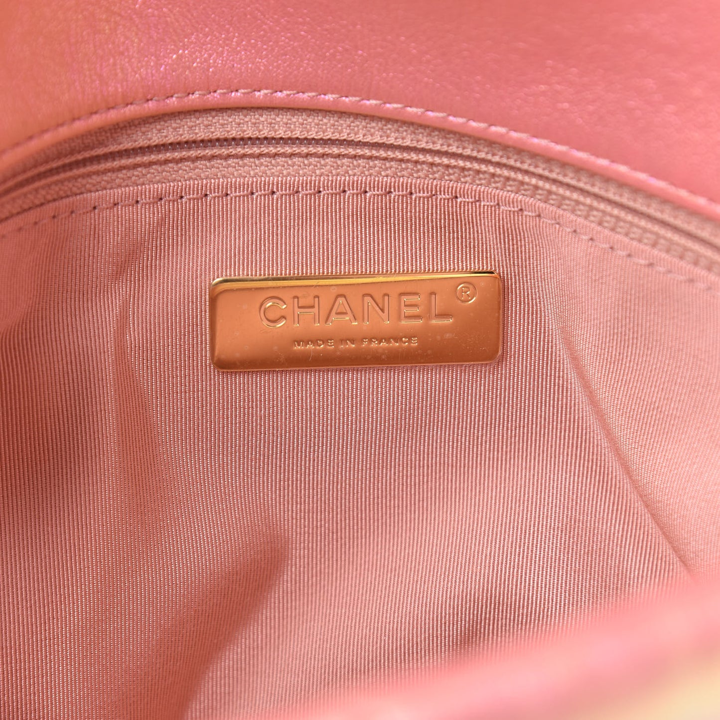 Iridescent Calfskin Quilted Medium Chanel 19 Flap Pink