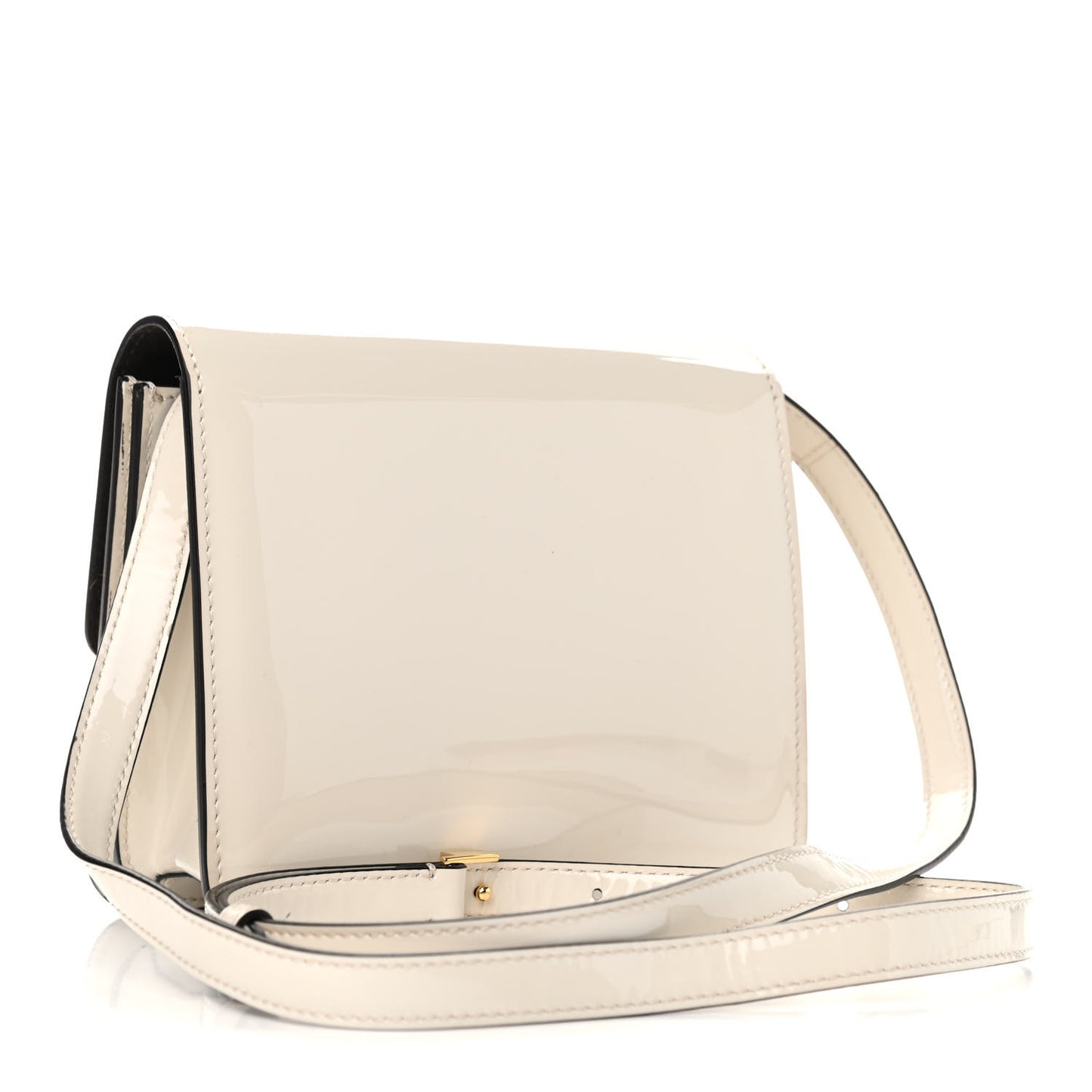 Vitello Vernice Mou Karligraphy Crossbody Bag Latte