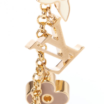 Louis Vuitton Brass Enamel Fleur De Monogram Bag Charm Chain Gold 4 of 5