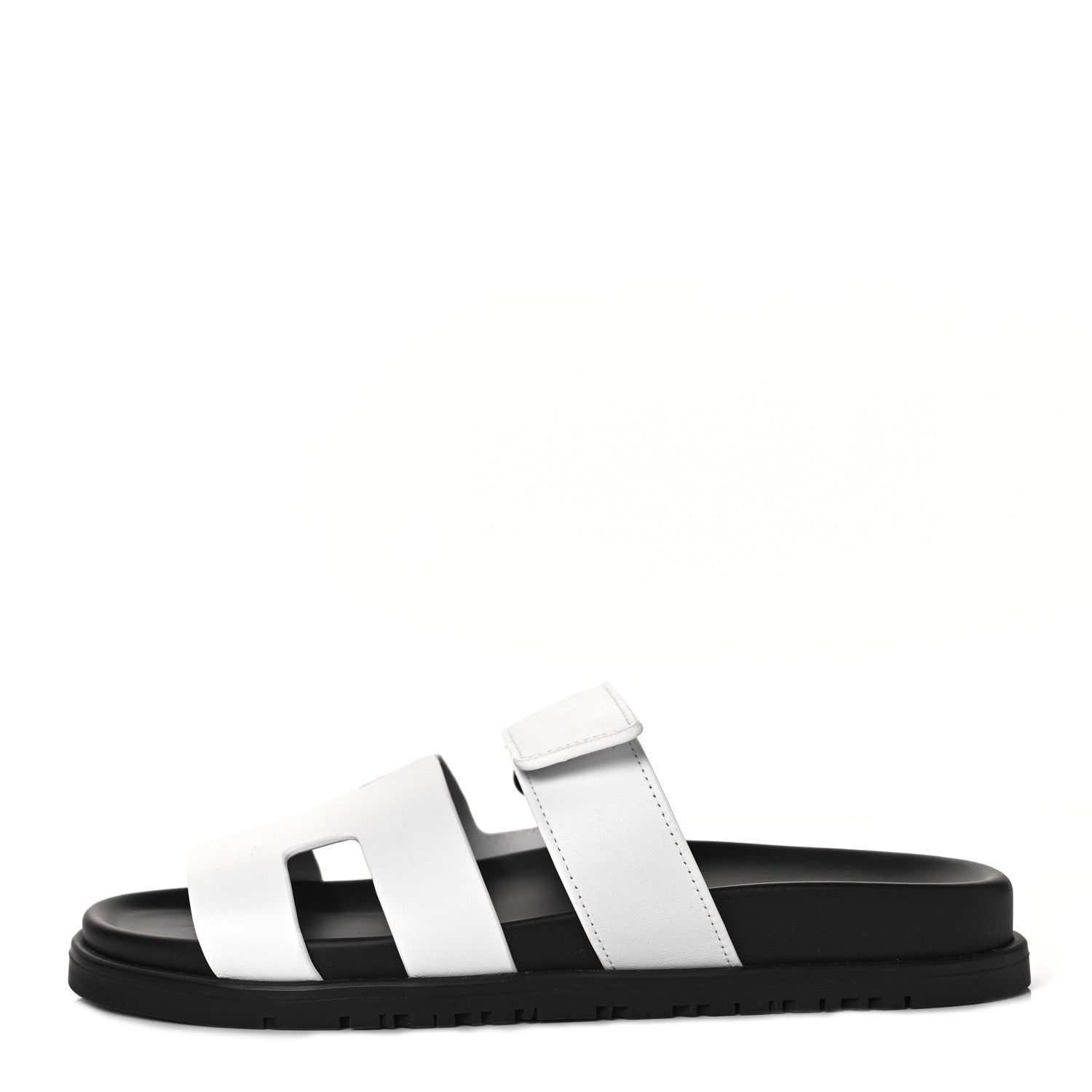 Hermes Calfskin Womens Chypre Sandals 37.5 White 1 of 9