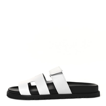 Hermes Calfskin Womens Chypre Sandals 37.5 White 1 of 9
