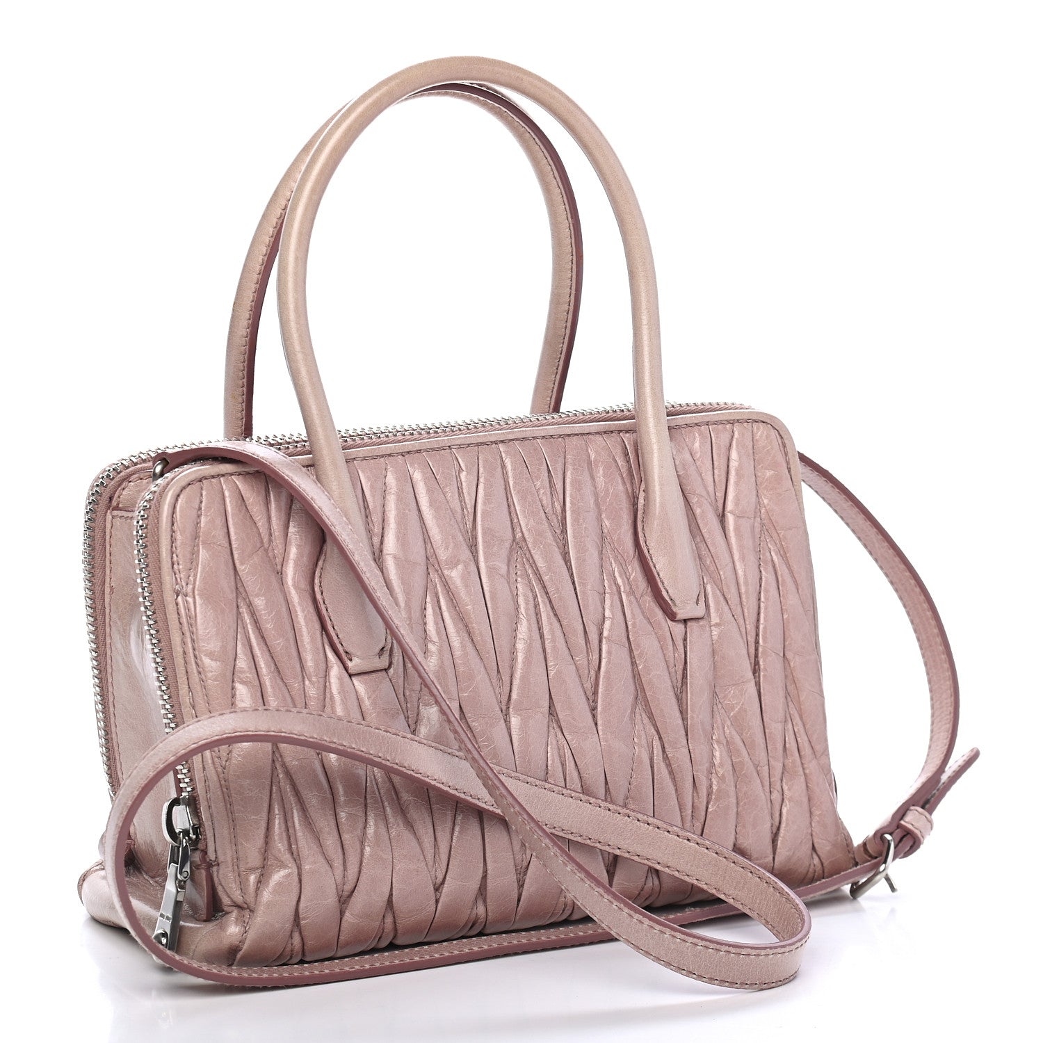Miu Miu Nappa Matelasse Lux Mini Crossbody Tote Mughetto 2 of 9