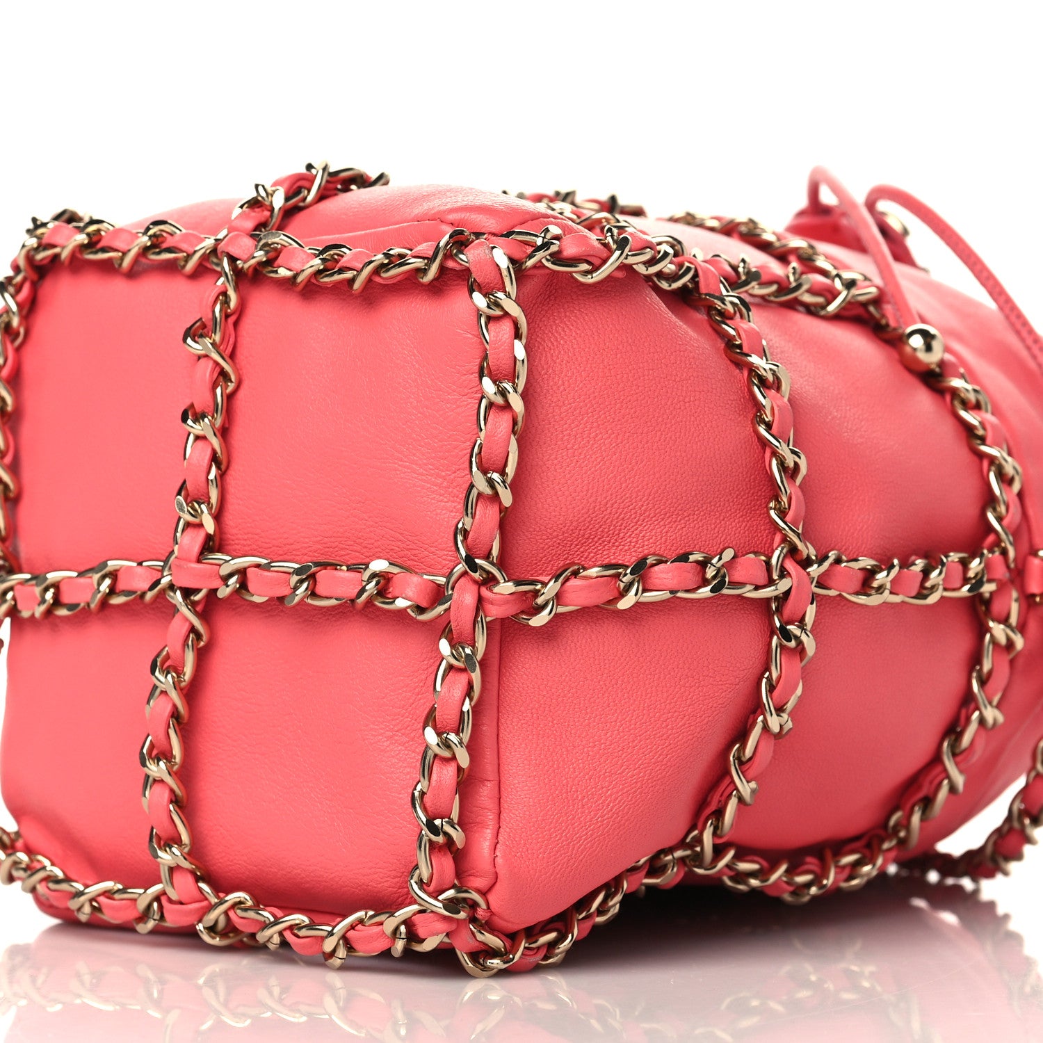Chanel Lambskin Bucket Chain Drawstring Bag Pink 8 of 8