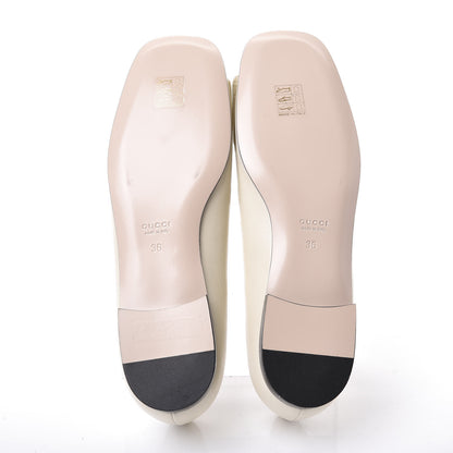 Gucci Malaga Kid Crystal Square G Madelyn Ballet Flats 36 Vintage White 6 of 9