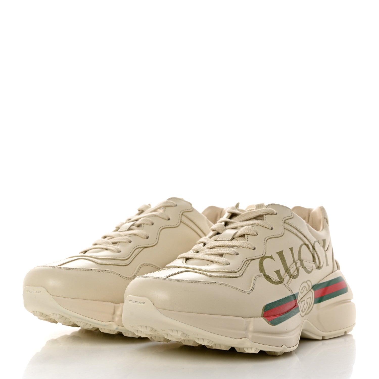 Gucci Calfskin Logo Womens Rhyton Sneakers 38 Ivory 3 of 9