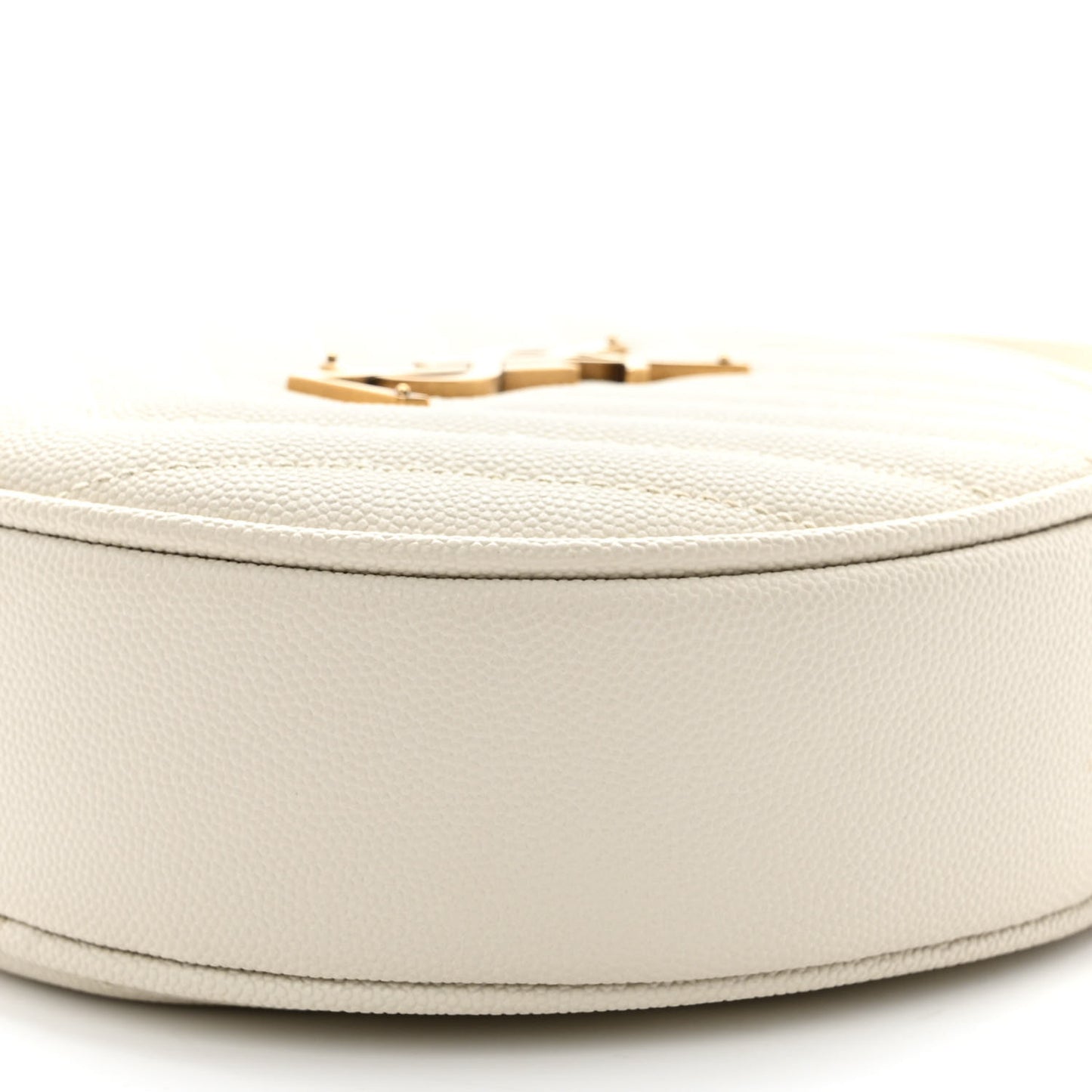 Grain De Poudre Matelasse Chevron Quilted Round Vinyle Camera Bag White