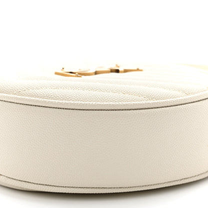 Saint Laurent Grain De Poudre Matelasse Chevron Quilted Round Vinyle Camera Bag White 9 of 9