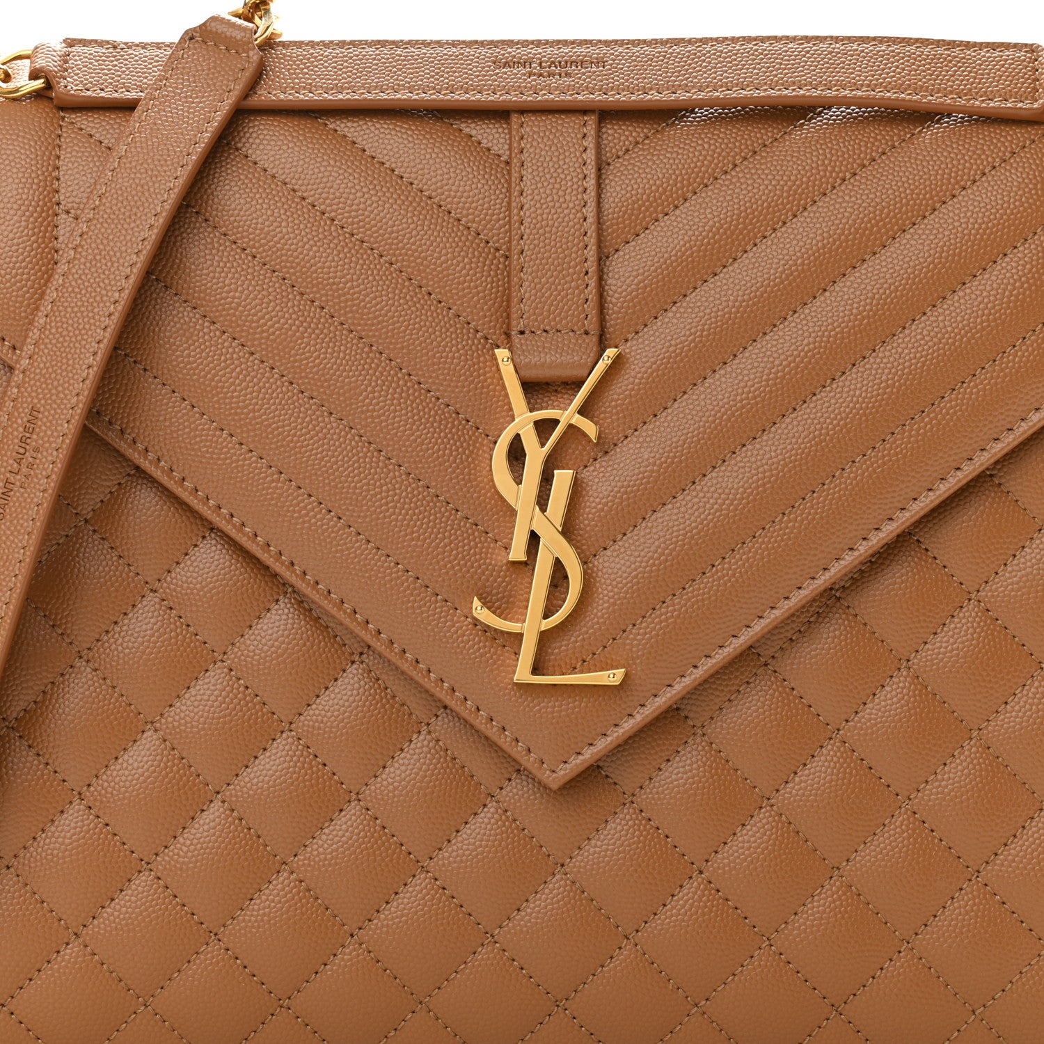 Saint Laurent Grain De Poudre Textured Mixed Matelasse Triquilt Large Monogram Satchel Dune 6 of 8