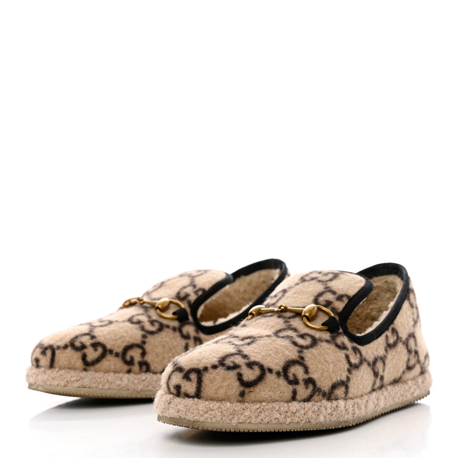 Gucci Covered Wool GG Monogram Womens Fria Horsebit Loafers 36.5 Beige Ebony Black Butterscotch 3 of 8