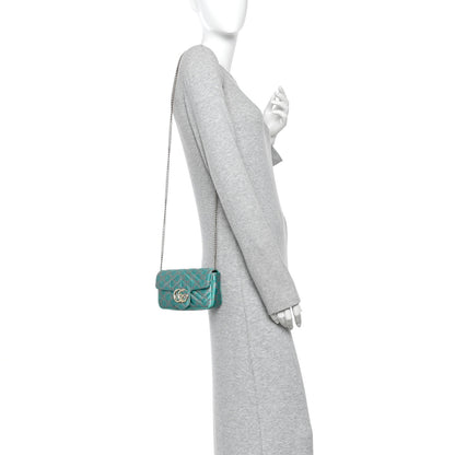 Gucci Jacquard Super Mini GG Marmont Shoulder Bag Green 2 of 11