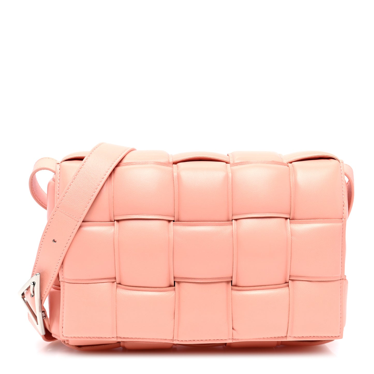 Nappa Maxi Intreccio Padded Cassette Crossbody Bag Peachy