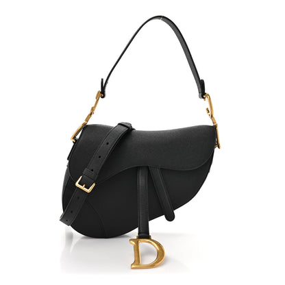 Christian Dior Grained Calfskin Saddle Bag With Strap Black 1 of 10
