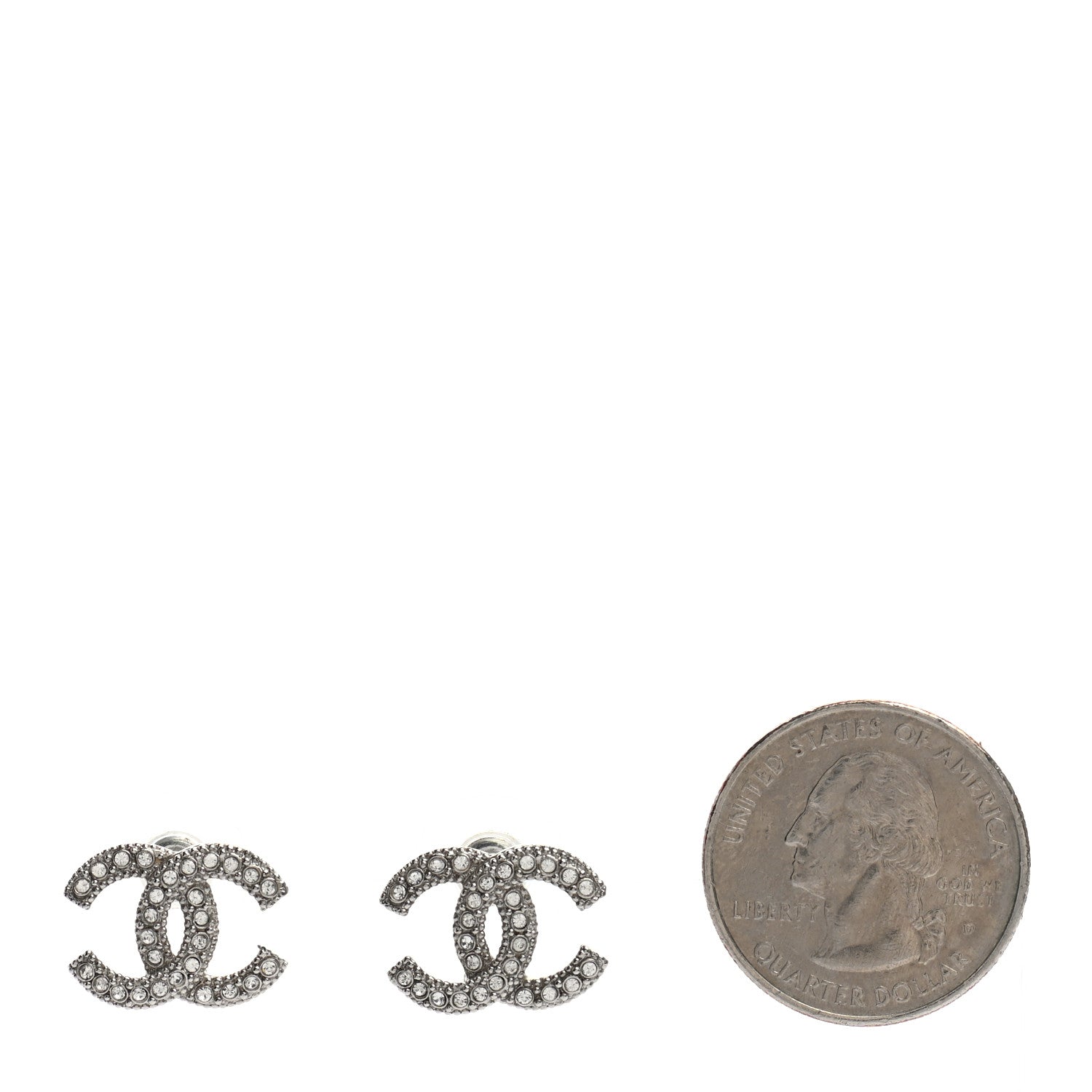 Chanel Crystal CC Earrings Silver 2 of 4