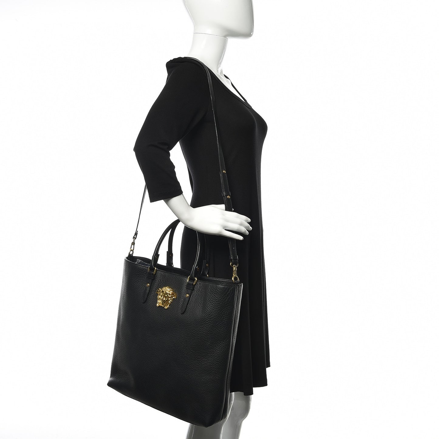 Cervo Embossed Vitello Medusa Tote Black