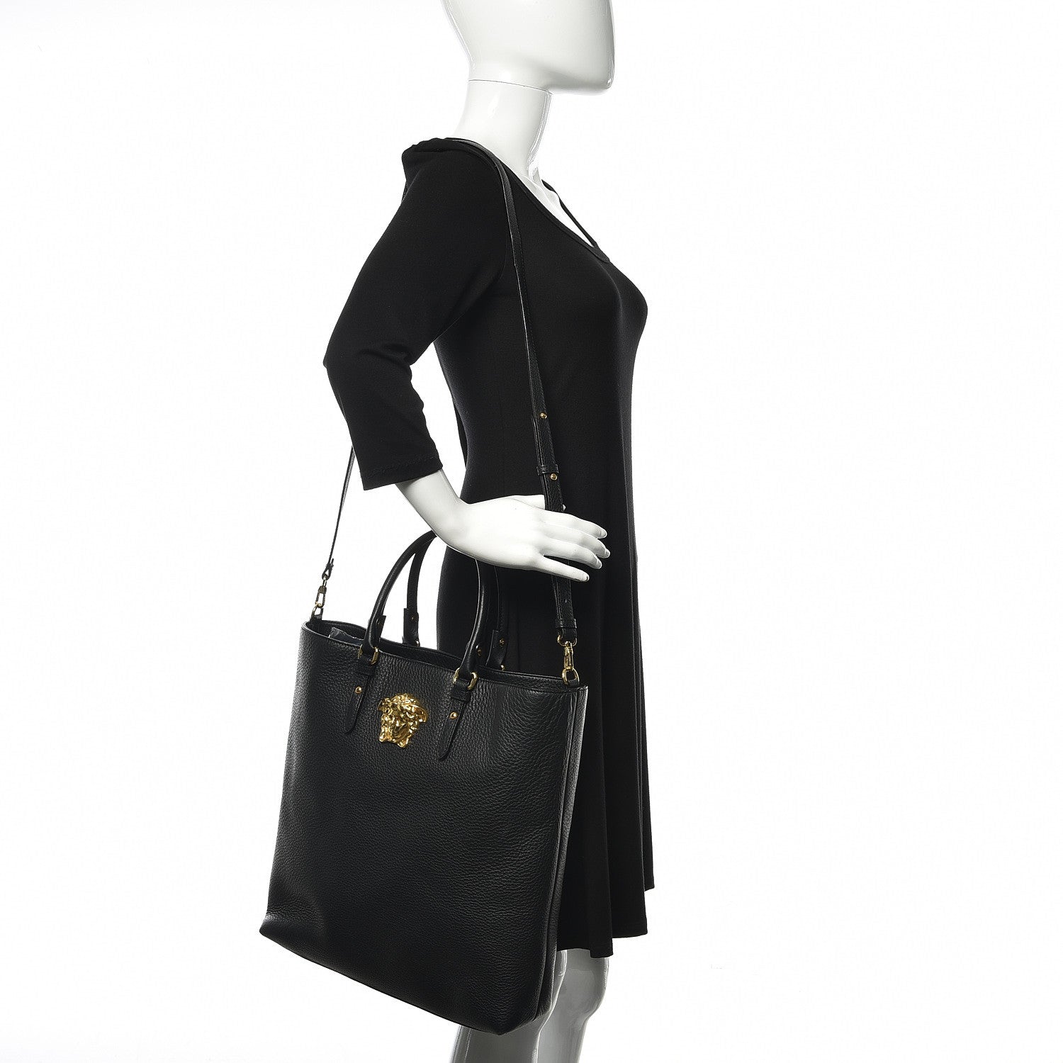 Versace Cervo Embossed Vitello Medusa Tote Black 2 of 11