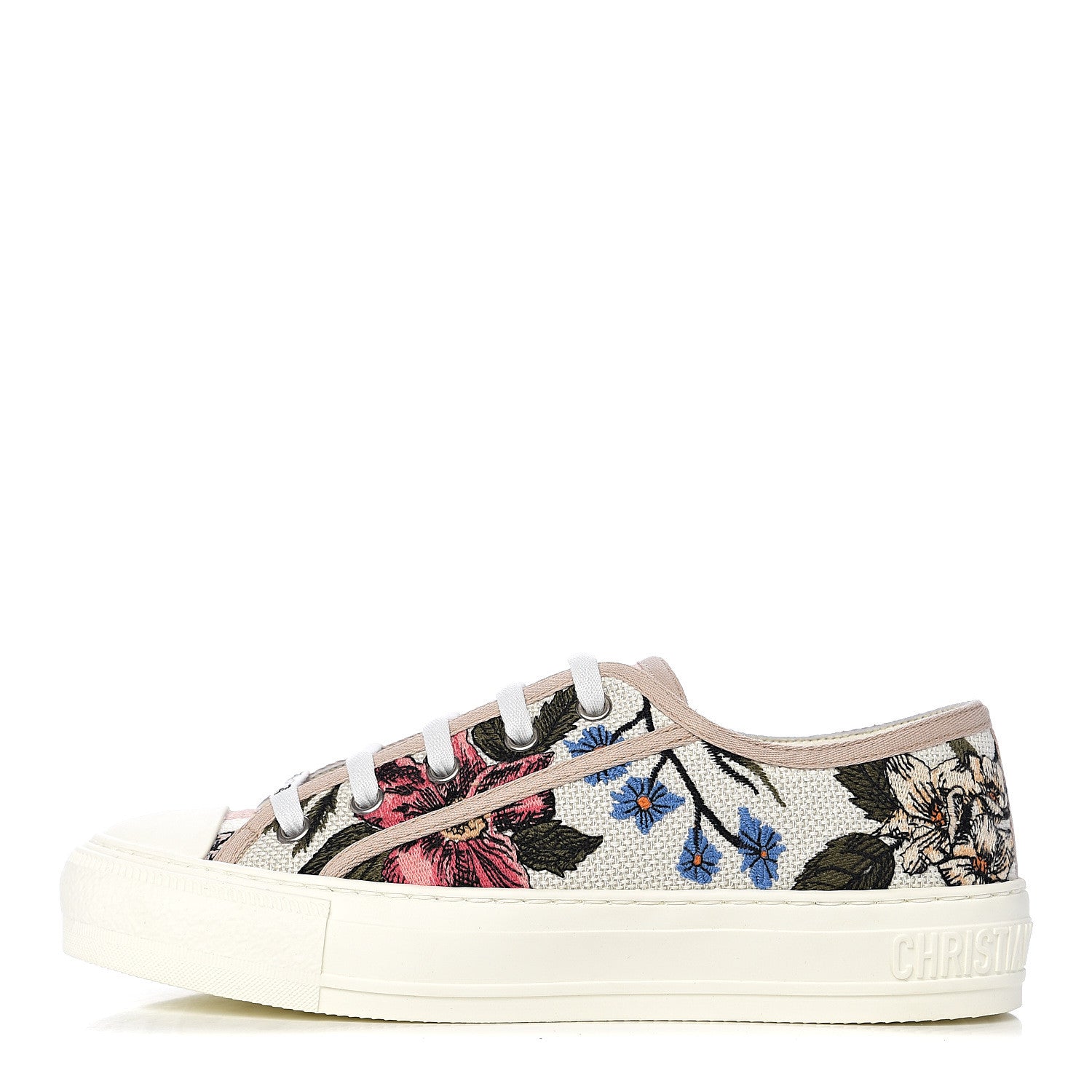Christian Dior Canvas Rosa Mutabilis Embroidered Womens Walk'N'Dior Low Top Sneakers 36 Multicolor 1 of 9