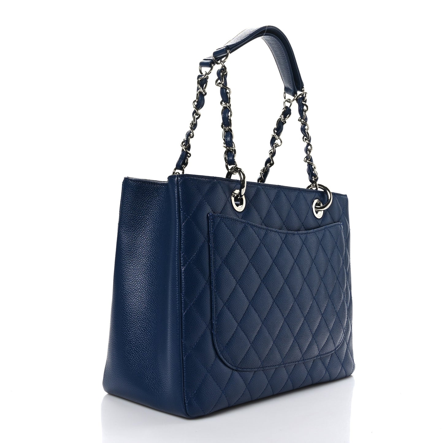 Caviar Quilted Grand Shopping Tote GST Dark Navy Blue